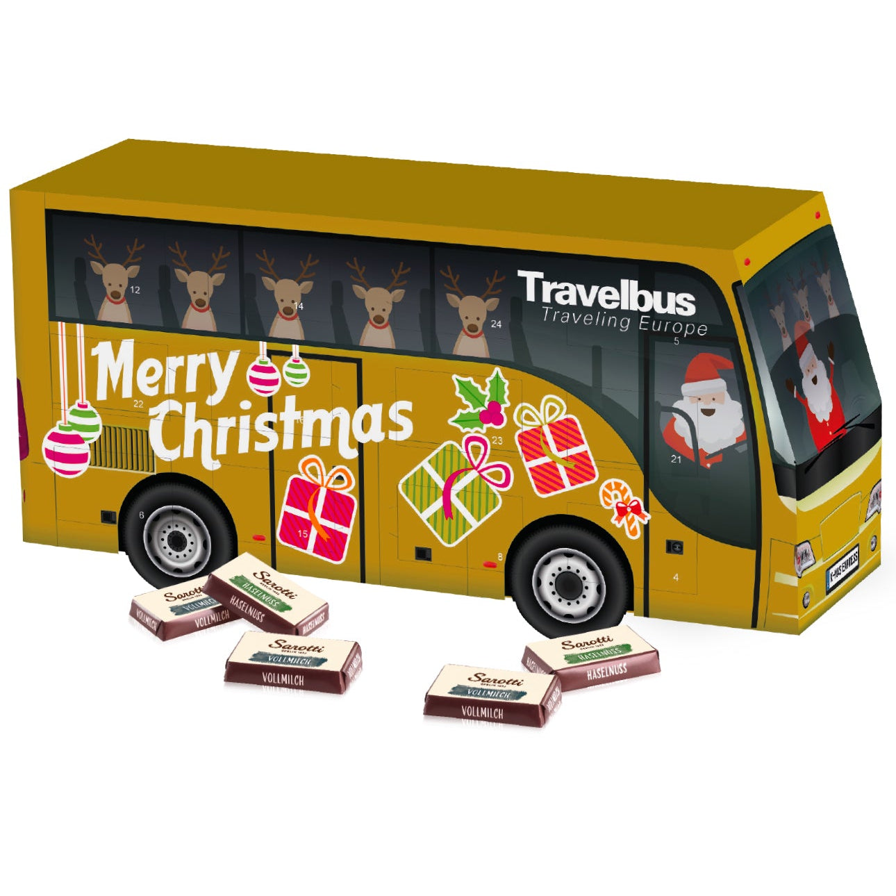 Bus Adventskalender Werbeartikel mit Sarotti Schokolade