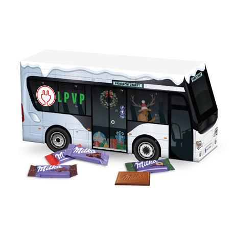 3D Adventskalender „Bus“ mit unterschiedlicher Schokofüllung