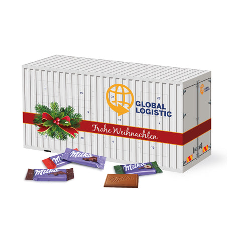 3D Adventskalender „Container“ mit unterschiedlicher Schokofüllung