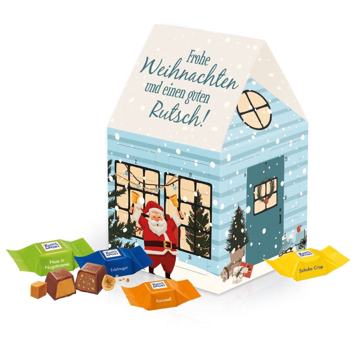 Adventskalender Haus mit Ritter SPORT Schokowürfel