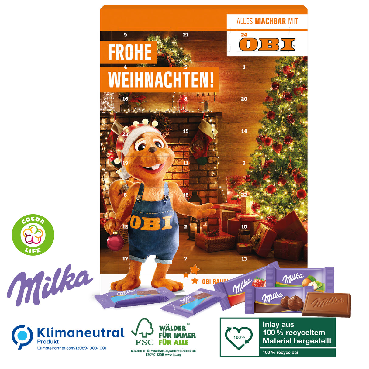 Wand-Adventskalender mit Milka Schokolade
