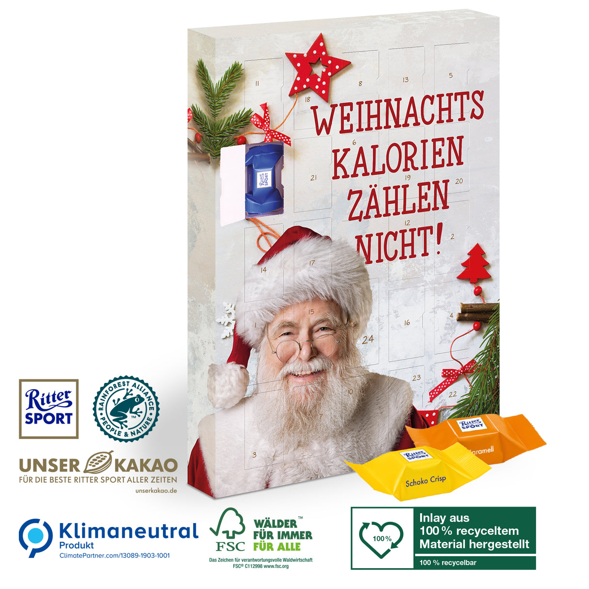 Adventskalender mit Ritter Sport Schokowürfel