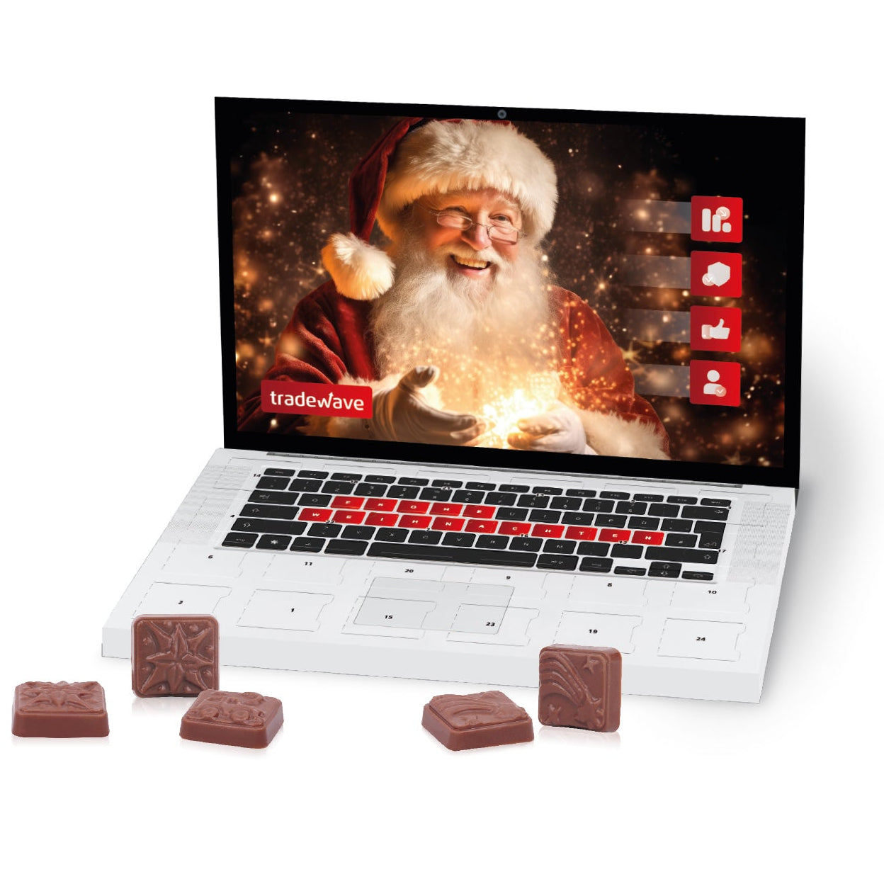 Werbeartikel Adventskalender Laptop mit Firmen Logo