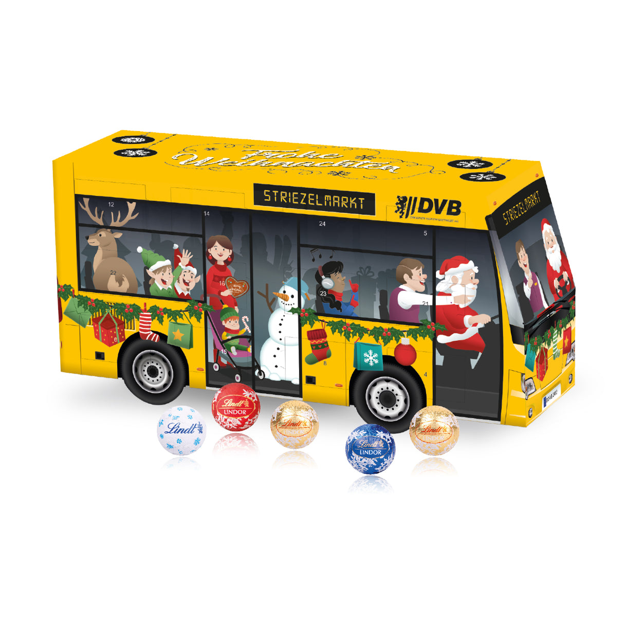 Werbeartikel Adventskalender Bus mit Firmen Logo
