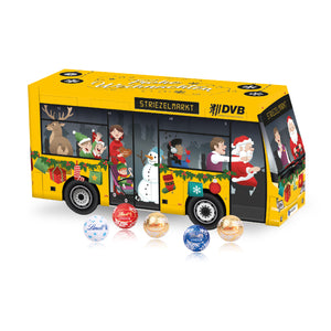 Werbeartikel Adventskalender Bus mit Firmen Logo