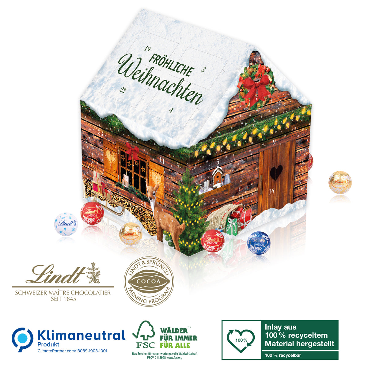 Werbeartikel Adventskalender Lindt für Mitarbeiter, Geschäftspartner und Kunden