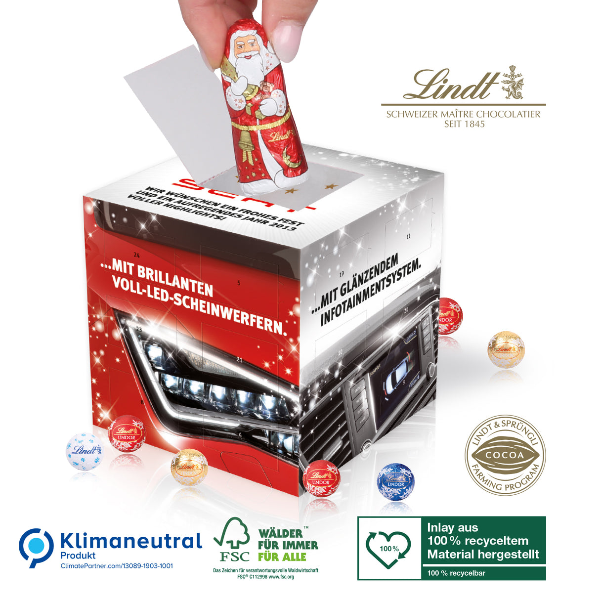 Werbeartikel Adventskalender Lindt für Mitarbeiter, Geschäftspartner und Kunden