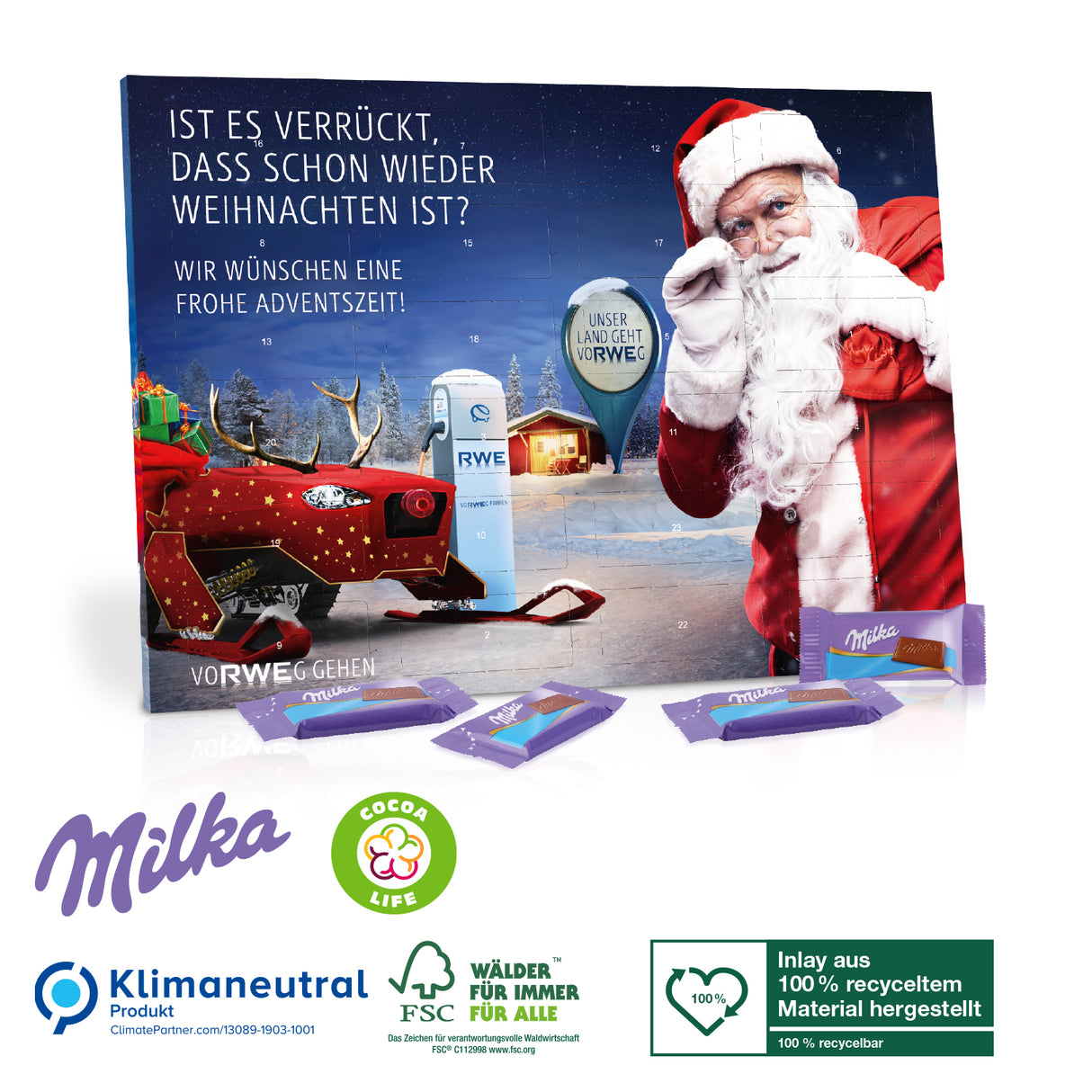 Tisch-Adventskalender mit Milka Schokolade