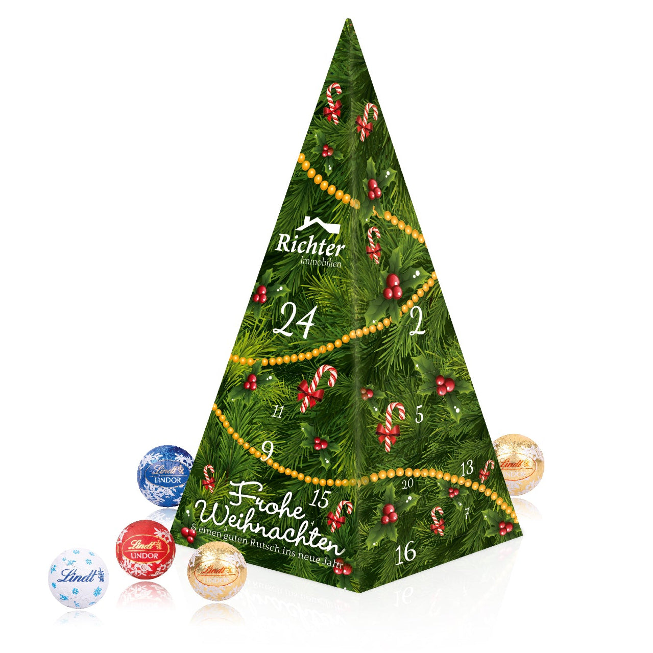 Adventskalender „Weihnachtspyramide“ mit Schokolade