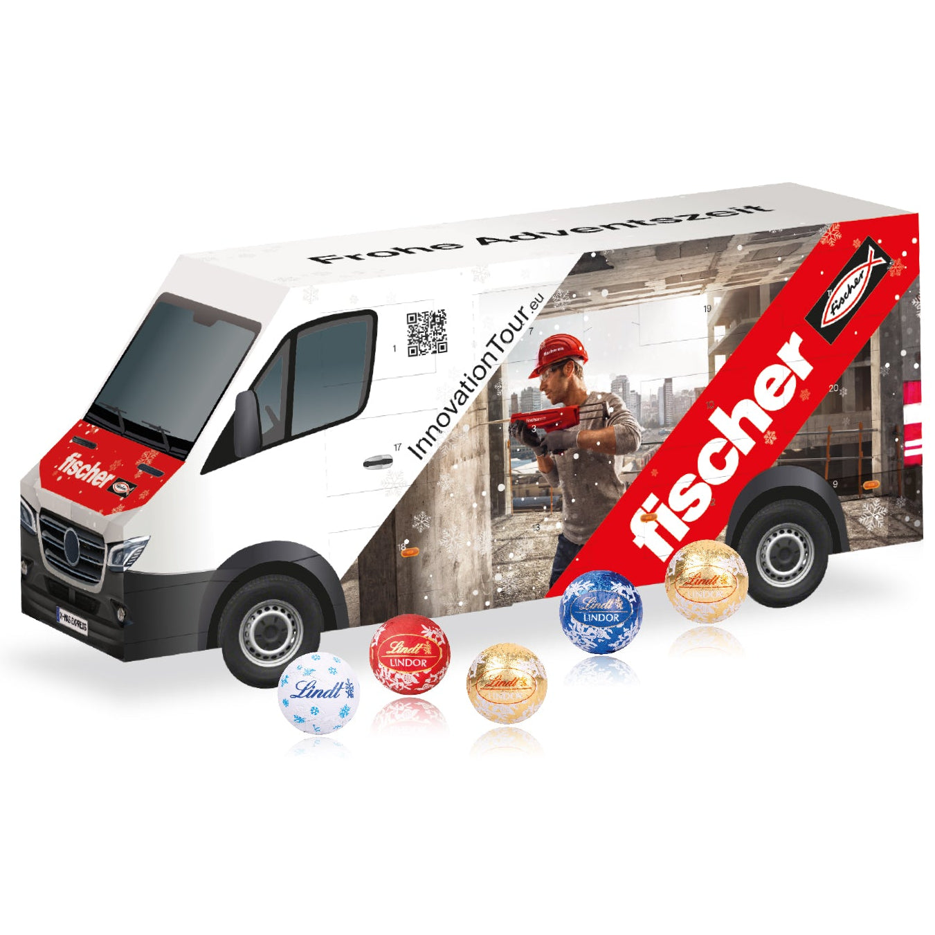 Werbeartikel Adventskalender Transporter mit Firmen Logo