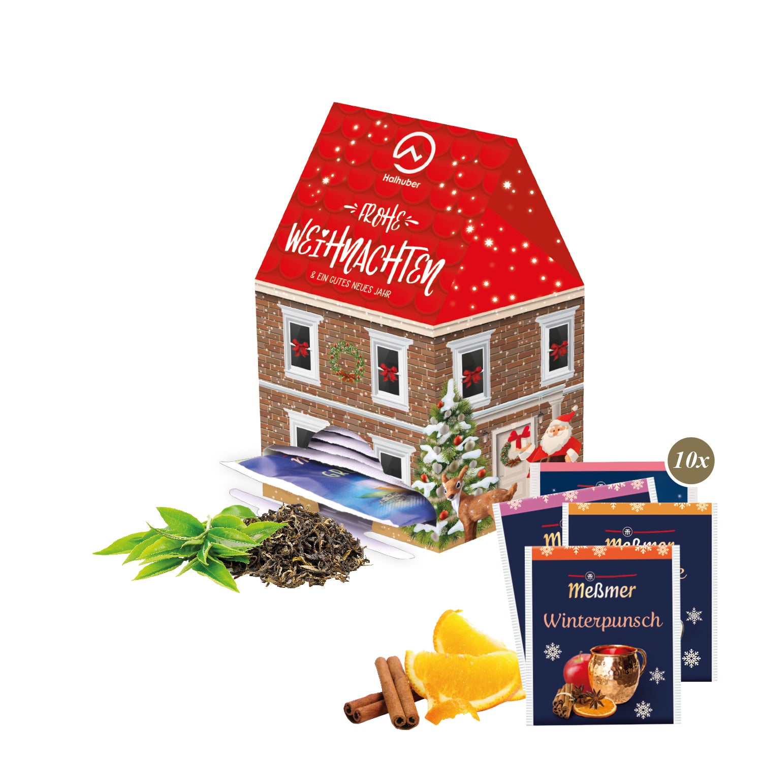 Weihnachts Werbeartikel - Tee-Haus „Mini“ - Geschenk für Mitarbeiter Weihnachtsfeier