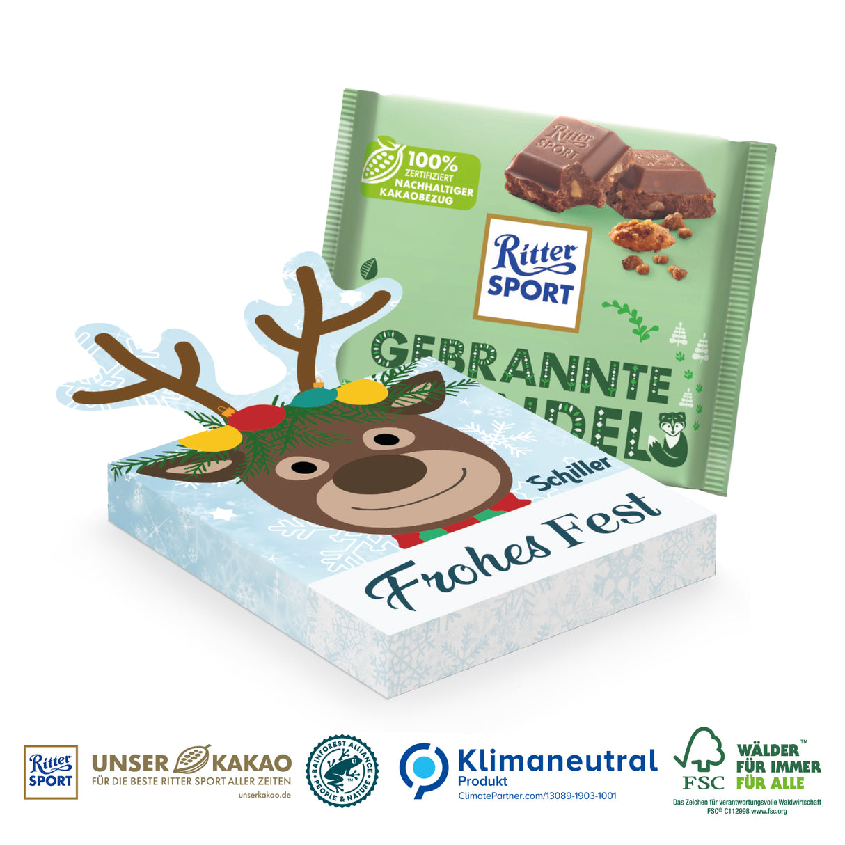 Schokotafel Ritter Sport „Rentier“
