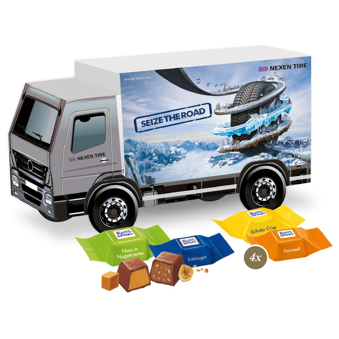 Ritter Sport Weihnachtsgeschenk mit Logo - 3D Präsent LKW - Weihnachtsgeschenk Kunden