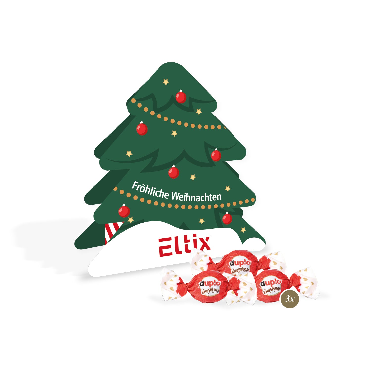 Cooler Werbeartikel - Präsent Tannenbaum mit schokoladiger Füllung