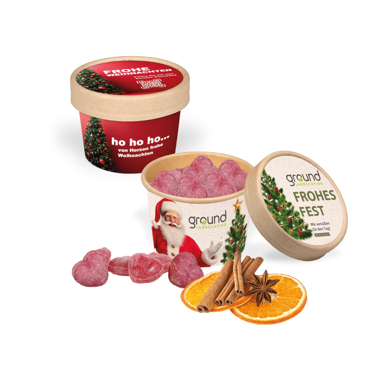 Weihnachtsgeschenk mit Logo - Glühweinherzen Paperbox