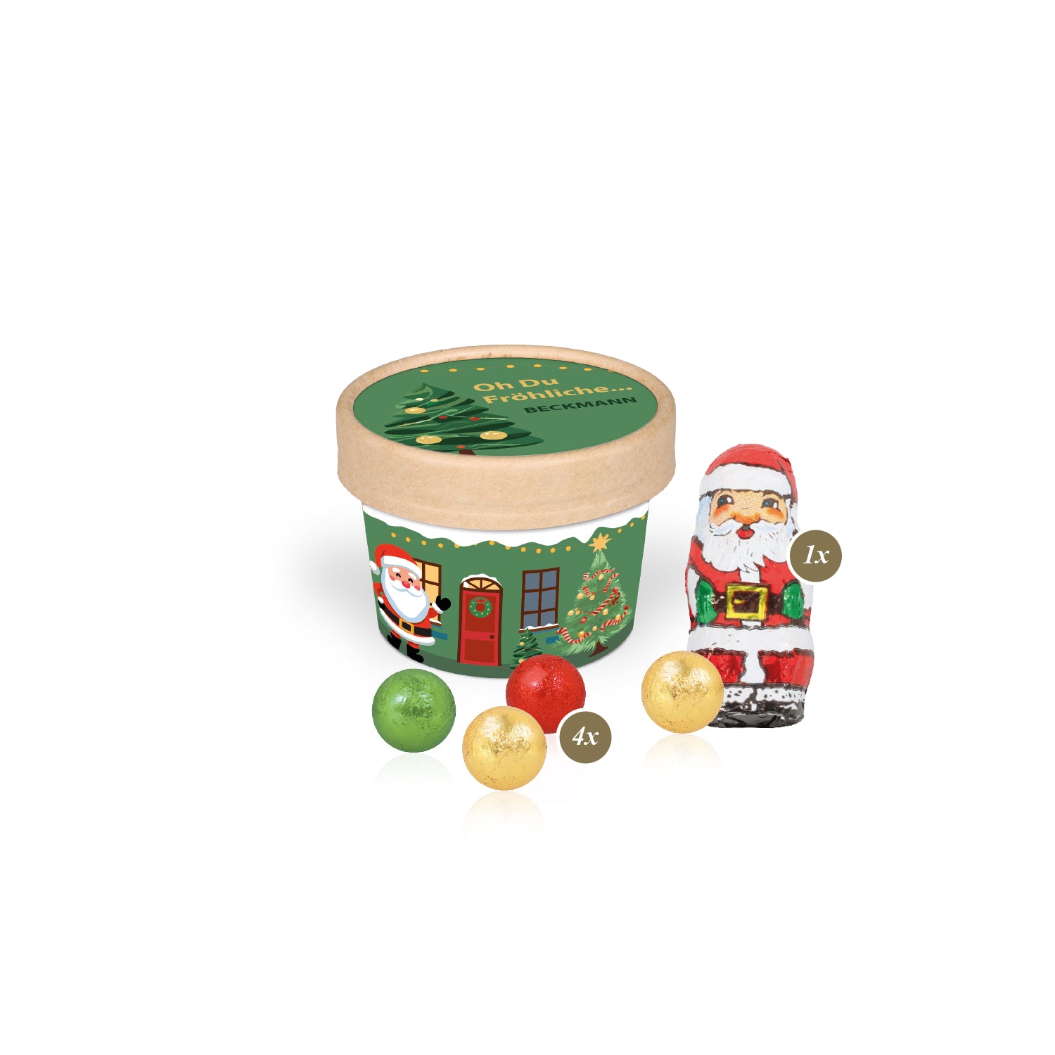 Werbeartikel Weihnachten - Christmas Paperbox mit schokoladiger Füllung