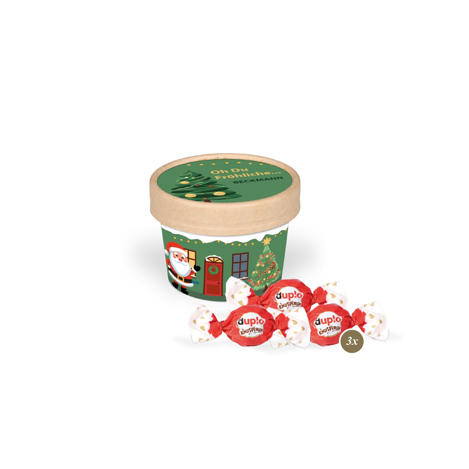 Duplo Werbeartikel Weihnachten - Christmas Paperbox mit schokoladiger Füllung