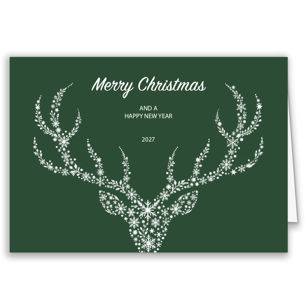 Geschäftliche Weihnachtskarte „Winterhirsch“