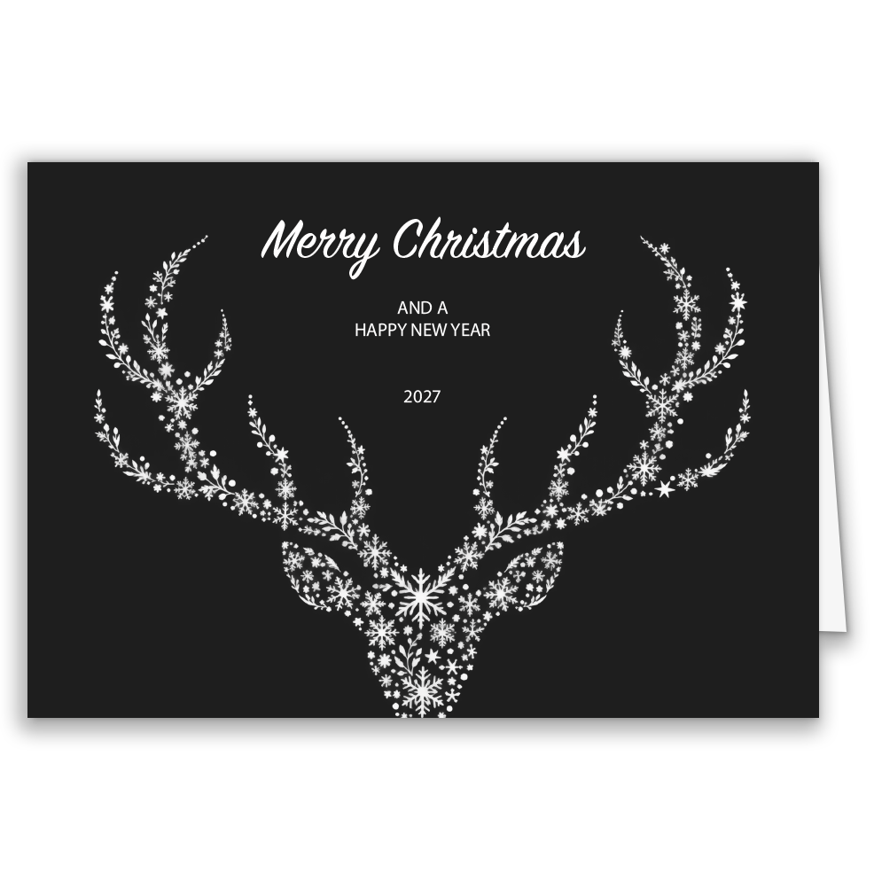 Geschäftliche Weihnachtskarte „Winterhirsch“