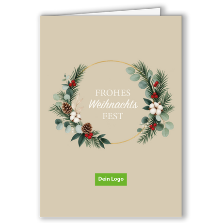 Geschäftliche Weihnachtskarte „Festlicher Naturkranz“