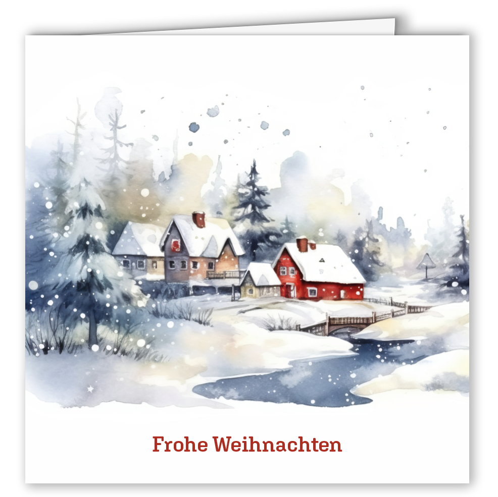 Geschäftliche Weihnachtskarte „Winterdorf“