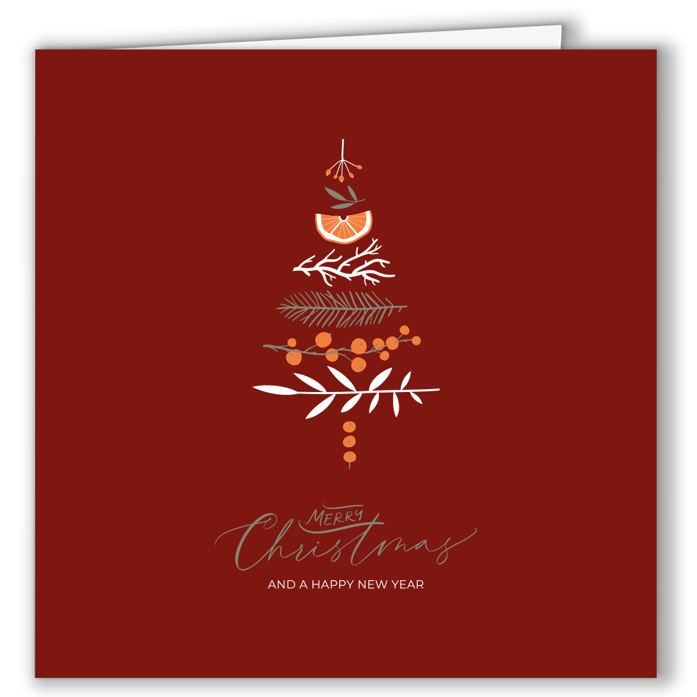 Geschäftliche Weihnachtskarte „Festliche Zweige“