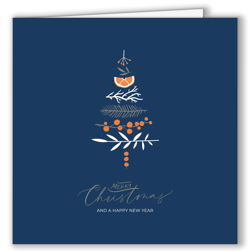 Geschäftliche Weihnachtskarte „Festliche Zweige“