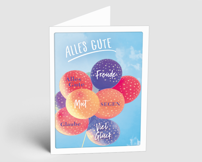 Grusskarte Luftballons - Alles Gute!