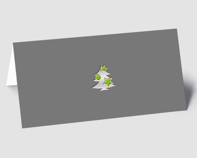 Weihnachtskarte Bäume grau-grün