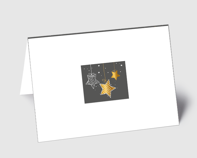 Weihnachtskarte Sternenreihe grau/gold