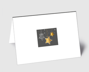 Weihnachtskarte Sternenreihe grau/gold